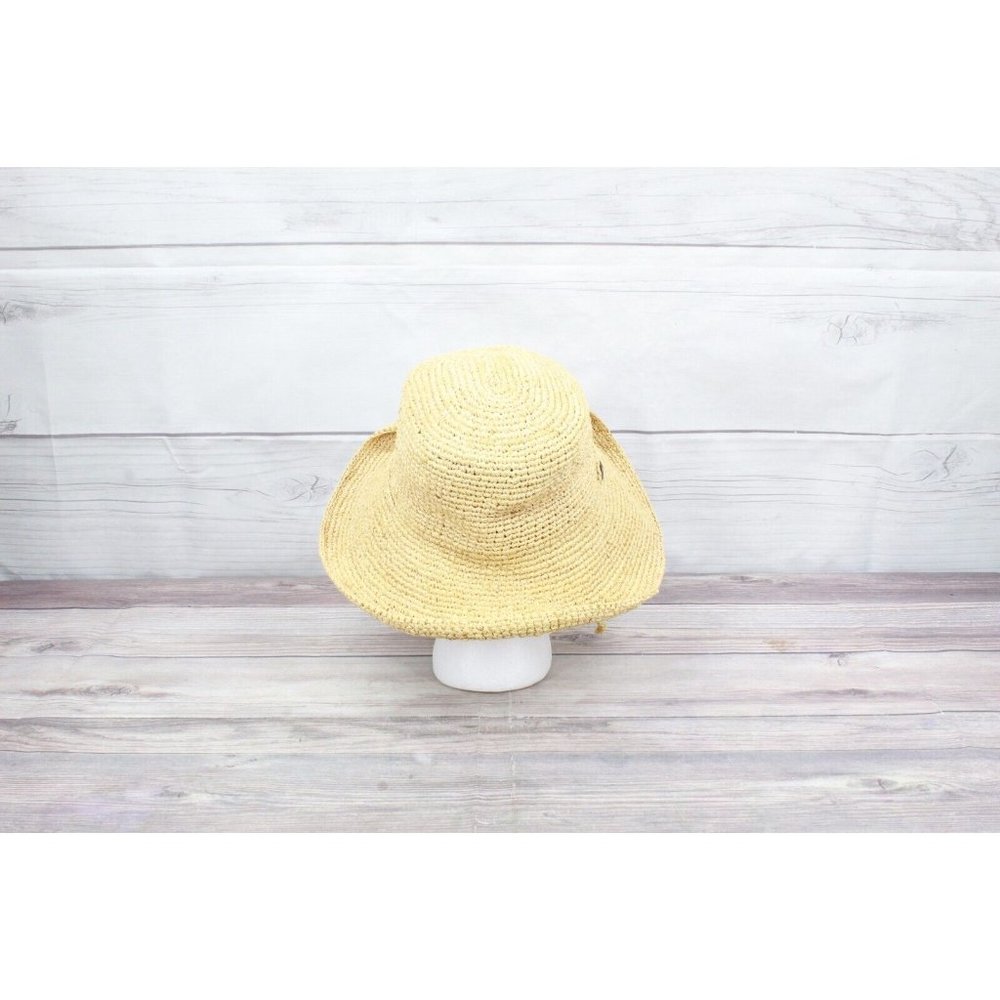 The SCALA Collection Natural Raffia Straw Drawstring Roll Brim Sun Hat Size OS - Picture 3 of 11